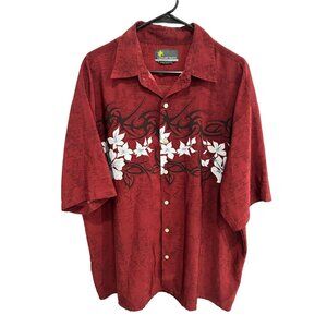 Vintage Island Tropics Hawaiian Shirt Floral Print Button Up Short Sleeve Sz XL